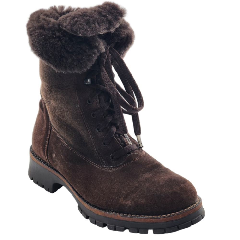 La Canadienne Brown Suede Shearling‎ Winter Boots US 6M